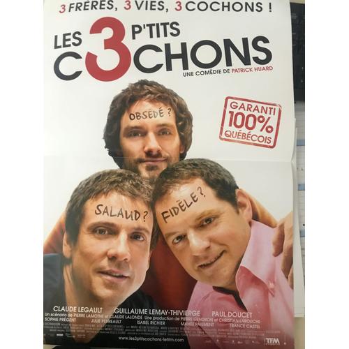 Les 3 P Tits Cochons - Patrick Huard - Claude Legault - Affiche De Cinéma Pliée 60x40 Cm