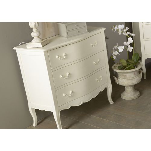 Commode 3 Tiroirs En Bois Blanc - Cheverny