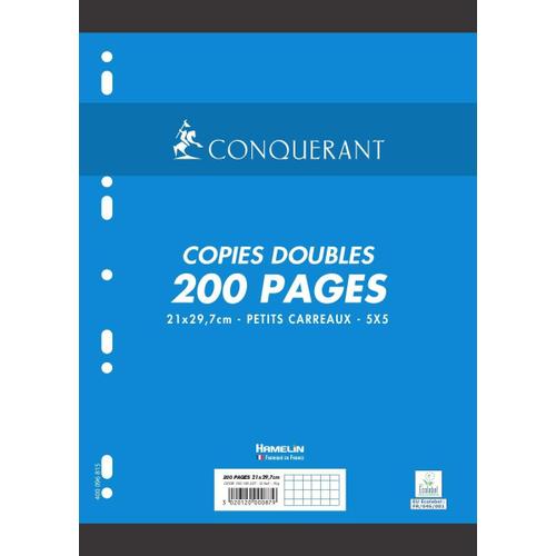 Conquérant Sept Lot De 3 Copies Doubles 200 Pages A4 70g Petits Carreaux