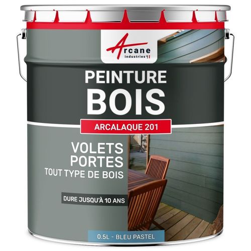 Peinture Bois Extérieur - Peinture portails, bardage, abri et mobilier de jardin... : ARCALAQUE 201 Bleu Pastel - RAL 5024 0.5 L