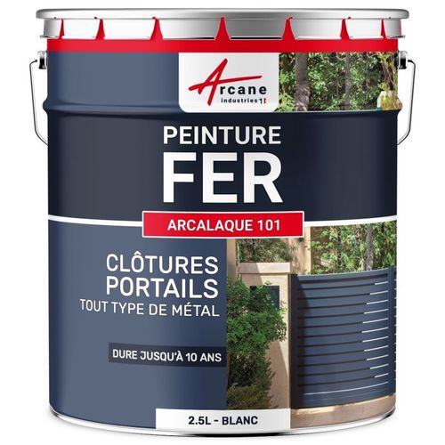 Peinture métal et fer pour portail, grille, garde-corps : ARCALAQUE 101 Blanc - RAL 9003 2.5 L