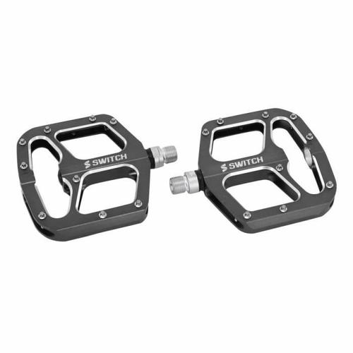 Pedale Vtt Descente - Bmx Switch Argent Alu Filetage 9-16 Avec Picots Argent (Paire)