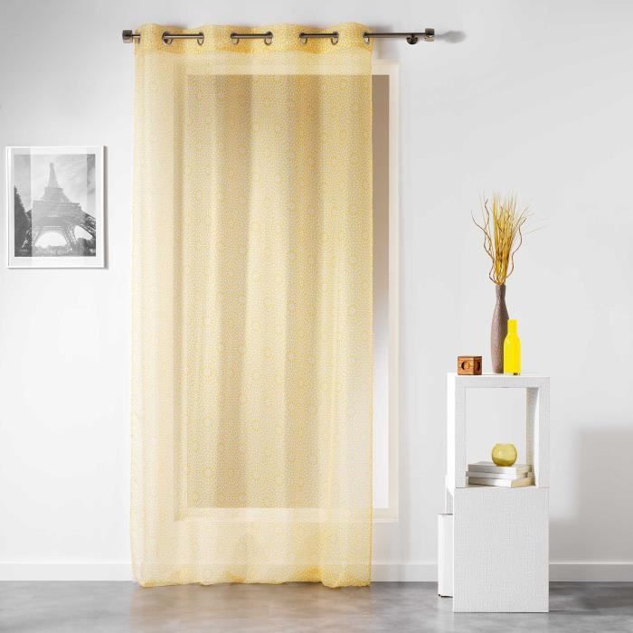 Cdaffaires Panneau A Oeillets 140 X 240 Cm Voile Imprime Tunis Jaune