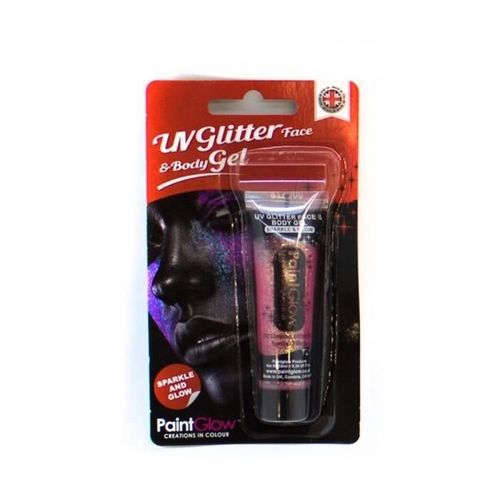 Gel Corporel Pailleté Uv - Smiffys - Magenta - Paillettes Multicolore