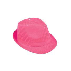 Accessoire chapeau borsalino disco à paillettes couleur rose foncé