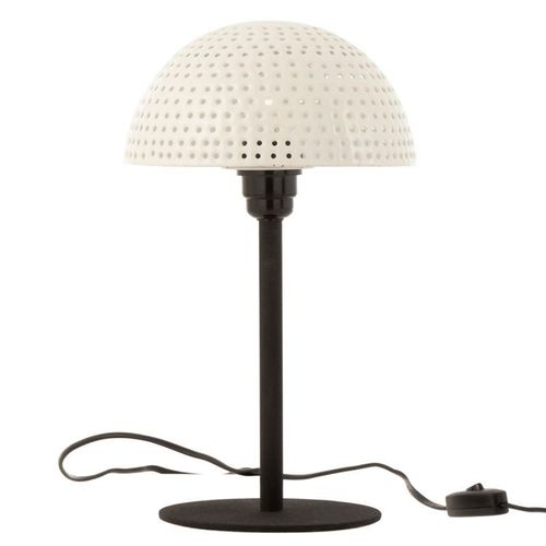 Paris Prix - Lampe À Poser "Champignon Brillant" 36cm Blanc