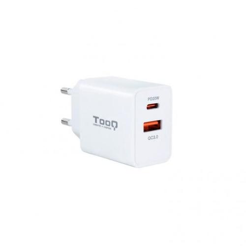 Cargador Pared Tooq Usb-C/Pd 20w, Usb-A/Qc 18w Blanco