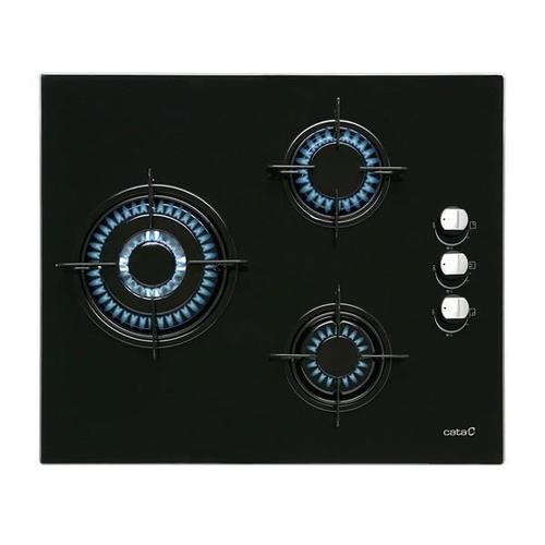 Plaque au gaz intégrable en verre 60 cm Noir (3 Cuisinières) - Plaque de cuisson cuisine