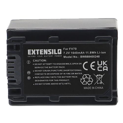 EXTENSILO Batterie compatible avec Sony HDR-CX150, HDR-CX150E/B, HDR-CX150R, HDR-CX150E appareil photo, reflex numérique (1640mAh, 7,2V, Li-ion)