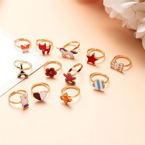 10 PCS Bagues pour Enfants Bague Fille Bijoux R glables Bagues