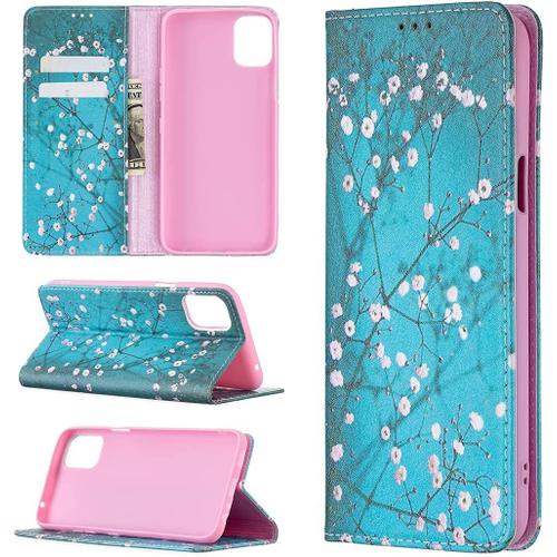 Beek Coque Pour Lg K42/K52/K62 /Q52 Pu Cuir Magnétique Téléphone Couverture Folio Housse Portefeuille Etui Poche Case Cover Stand Fente Carte Pockets Flip Cover Pour Lg K42/K52/K62 /Q52,Plum Flower Col-3905