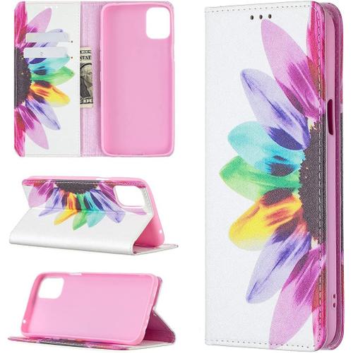 Beek Coque Pour Lg K42/K52/K62 /Q52 Pu Cuir Magnétique Téléphone Couverture Folio Housse Portefeuille Etui Poche Case Cover Stand Fente Carte Pockets Flip Cover Pour Lg K42/K52/K62 /Q52,Sun Flower Col-3912