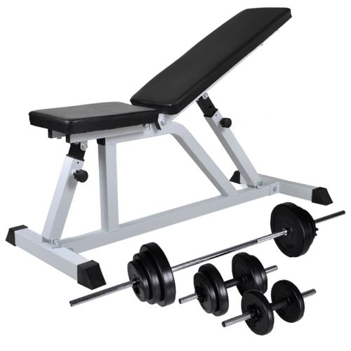 Banc D'entraînement Avec Jeu D'haltères 30,5 Kg Musculation Fitness Sport Helloshop26 02_0000051