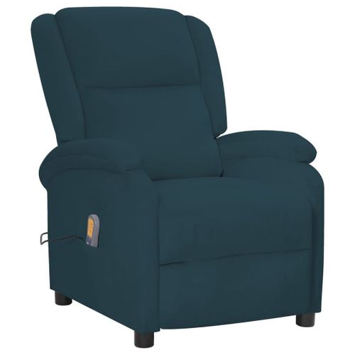 Vidaxl Fauteuil De Massage Inclinable Bleu Velours
