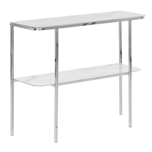 Console Calvert Effet Marbre Argenté