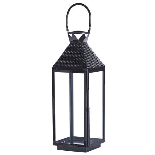 Lanterne-Bougie En Acier Noir 54 Cm Bali