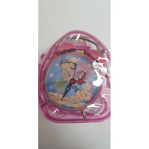 PETIT REVEIL BETTY BOOP AVEC SAC A DOS TRANSPARENT / NEUF AVEC ETIQUETTE