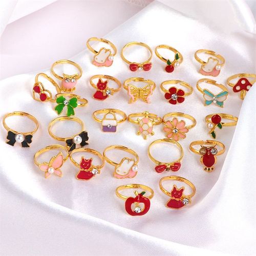 10 Pcs Bagues Pour Enfants,Bague Fille, Bijoux Réglables Bagues Définir Et Jouer Habiller Des Bagues, (Lot De 10,Style Aléatoire)