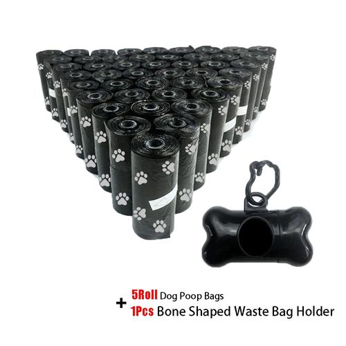 5 Rouleaux (75 Pièces) Sacs De Caca Pour Animaux De Compagnie Sacs Jetables Pour Déchets De Chien, Sacs De Caca En Vrac Avec Clip De Laisse Et Sacs Distributeurs