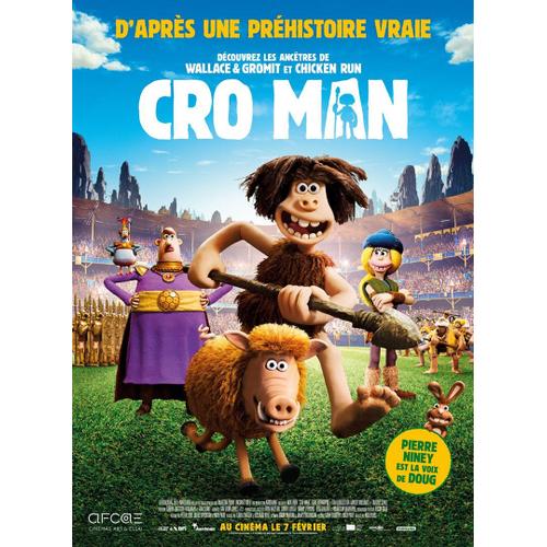 Cro Man (2018) - Affiche Originale De Cinéma - 120x160 Cm - Pliée - Nick Park, Pierre Niney, Eddie Redmayne, Kaycie Chase