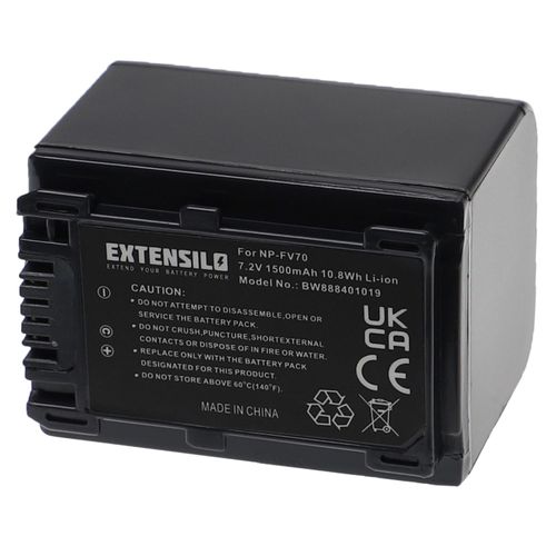 EXTENSILO Batterie compatible avec Sony HDR-CX370V, HDR-CX500E, HDR-CX410VE, HDR-CX450 appareil photo, reflex numérique (1500mAh, 7,2V, Li-ion)