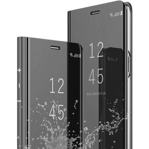 Beek Coque Pour Samsung Galaxy S6/S6 Edge/S6 Edge Plus Coque Clear View Case Cuir Etui Flip Clair Transparente Anti-Empreintes Housse Plating Mirror Téléphone Portable Couverture Standing (S6, Noir)