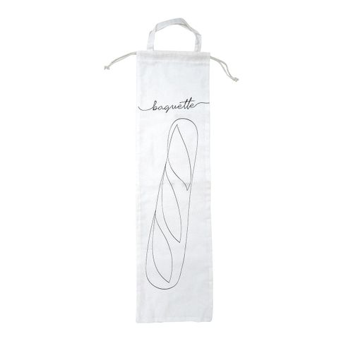 Fackelmann 47066 Sac de conservation pour baguette de pain, sac en coton pour baguette, Coton, Blanc, 63,8 x 17,8 cm