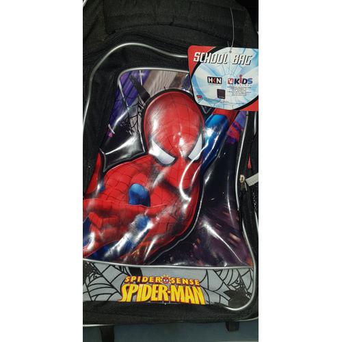 TROLLEY SPIDER MAN / SAC D ECOLE A ROULETTES / MARVEL / GRAND MODELE / 2 COMPARTIMENTS + 2 POCHES SUR LE COTE / 40 X 30 CM / NEUF ETIQUETTE