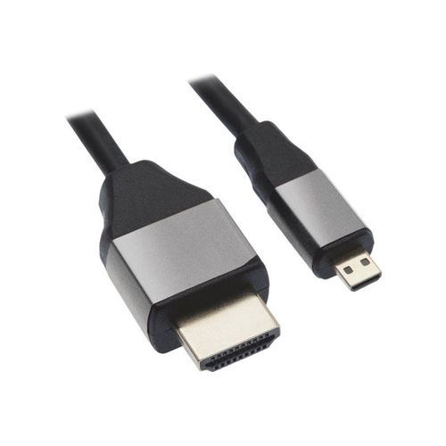 APM - High speed - câble HDMI avec Ethernet - 19 pin micro HDMI Type D mâle pour HDMI mâle - 1.8 m - noir, gris - support 1080p
