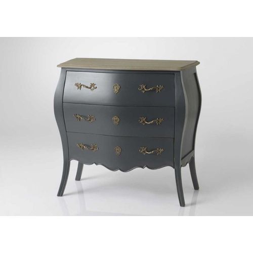 Commode 3 Tiroirs En Bois Naturel Et Anthracite - Charmy Noir