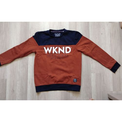 Pull Garçon Bleu Et Marron Taille 12 Ans