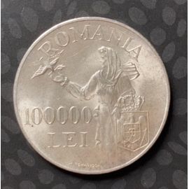 Pièce 100.000 Lei Argent 1946 Roumanie