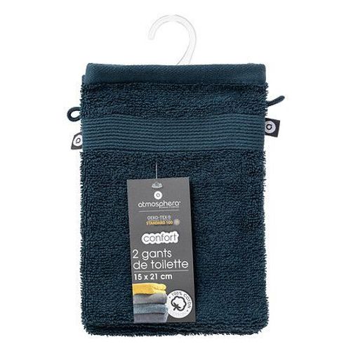 Gants De Toilette Bleu Egéen X2 Atmosphera