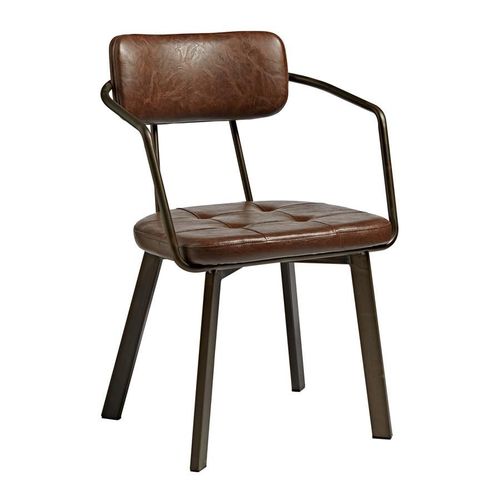Juret Arm Chaise - Old Anvil - Vintage Brown Faux Leather.