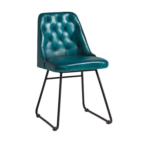 Chaise Latéral De Farland - En Cuir Vintage Bleu