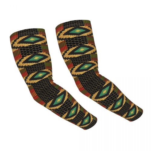 Manches De Bras De Conception De Bogolan Pour Femmes Et Hommes,Chauffe-Bras,Art Géométrique Tribal,Protection Solaire Uv,Couverture De Tatouage,Grille De Boue Africaine - Type Unisex Arm Sleeves #K
