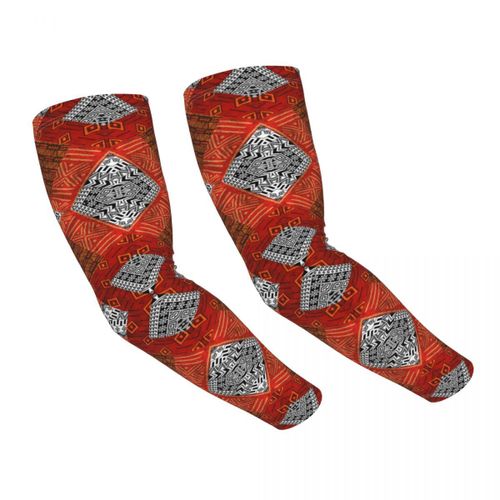 Manches De Bras De Conception De Bogolan Pour Femmes Et Hommes,Chauffe-Bras,Art Géométrique Tribal,Protection Solaire Uv,Couverture De Tatouage,Grille De Boue Africaine - Type Unisex Arm Sleeves #I