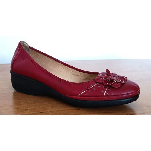 Ballerines Compensees Bordeaux. Decor Fleur. A+. Cuir. Pointure 39