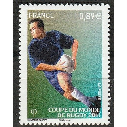 Timbre Coupe Du Monde De Rugby 2011 En Nouvelle Calédonie, N° 4577 Neuf** Joueur Avec Ballon.