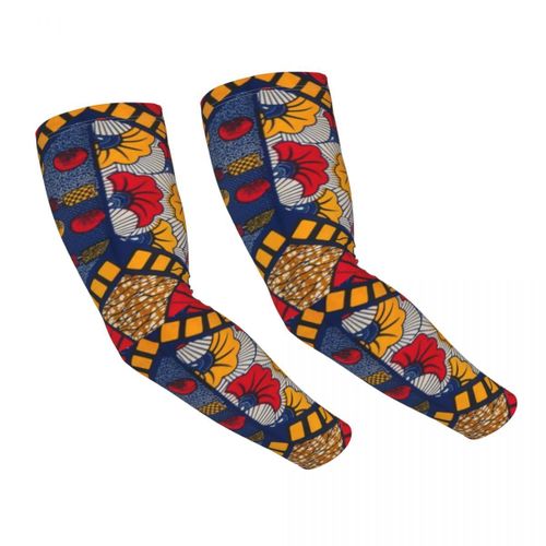 Manches De Bras De Conception De Bogolan Pour Femmes Et Hommes,Chauffe-Bras,Art Géométrique Tribal,Protection Solaire Uv,Couverture De Tatouage,Grille De Boue Africaine - Type Unisex Arm Sleeves #N