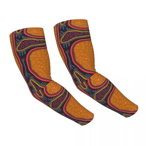 Manches De Bras De Conception De Bogolan Pour Femmes Et Hommes,Chauffe-Bras,Art Géométrique Tribal,Protection Solaire Uv,Couverture De Tatouage,Grille De Boue Africaine - Type Unisex Arm Sleeves #P