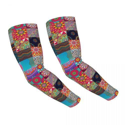 Manches De Bras De Conception De Bogolan Pour Femmes Et Hommes,Chauffe-Bras,Art Géométrique Tribal,Protection Solaire Uv,Couverture De Tatouage,Grille De Boue Africaine - Type Unisex Arm Sleeves #L
