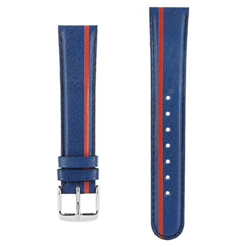 Bracelet Pour Montre Akteo 18 Mm Cuir Bleu Et Rouge