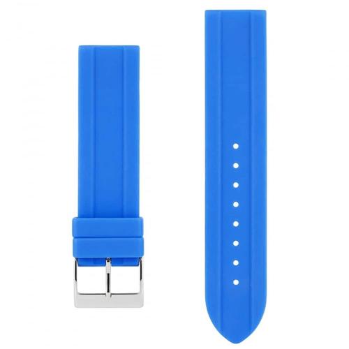 Bracelet Pour Montre Akteo Boucle Argent 22 Mm Silicone Bleu