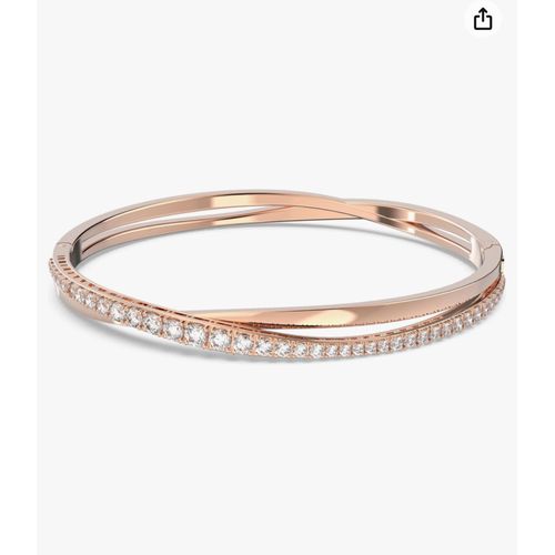 Bracelet-Jonc Twist Femme, Pierres En Cristal Blanc Éclatantes 