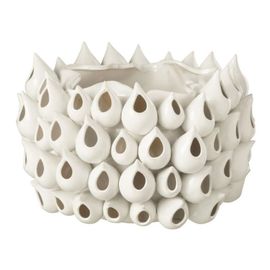 Cache-Pot En Poterie "Anémone" 32cm Blanc