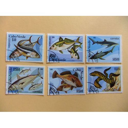 63 Cabo Verde 1980 / Fauna Marina Peces / Yvert 425 / 430 Fu
