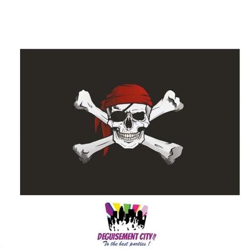 Drapeau - Pavillon Pirate En Tissu - 90cm X 150cm - Ptit Clown - Noir Et Blanc