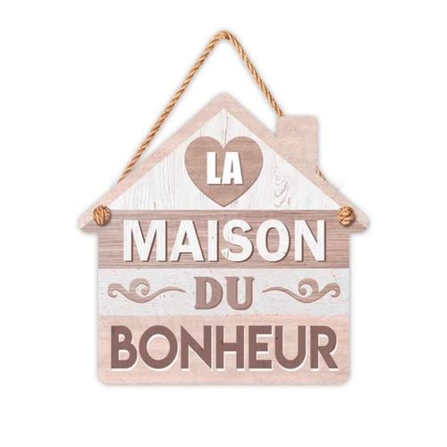 Stc - Plaque Forme Maisonnette À Suspendre En Bois ? Maison Du Bonheur