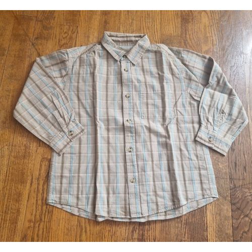 Chemise Manche Longue Garçon Kiabi Beige Et Bleu À Carreaux Taille 5 Ans
